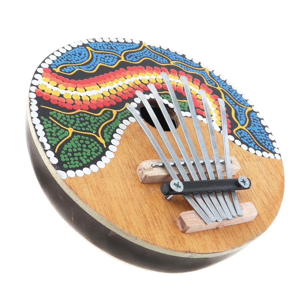 7 Key Mini Kalimba Colored Drawing Coconut Shell Thumb Piano Mbira