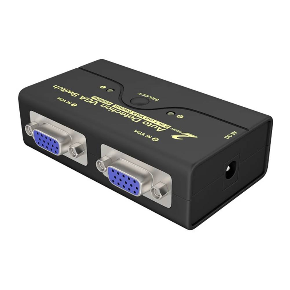 

2PCS 2 In 1 Out Stable Transfer VGA Splitter Adapter Switch Data Monitor Anti-interference Portable Laptop Computer Connection