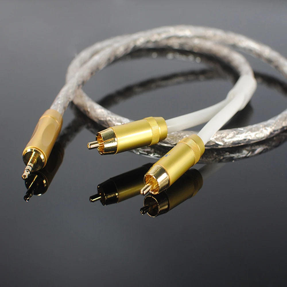 Оригинальный аудиокабель MCA стерео 3 5 мм до 2RCA посеребренный Hi Fi для MP3 CD DVD TV PC