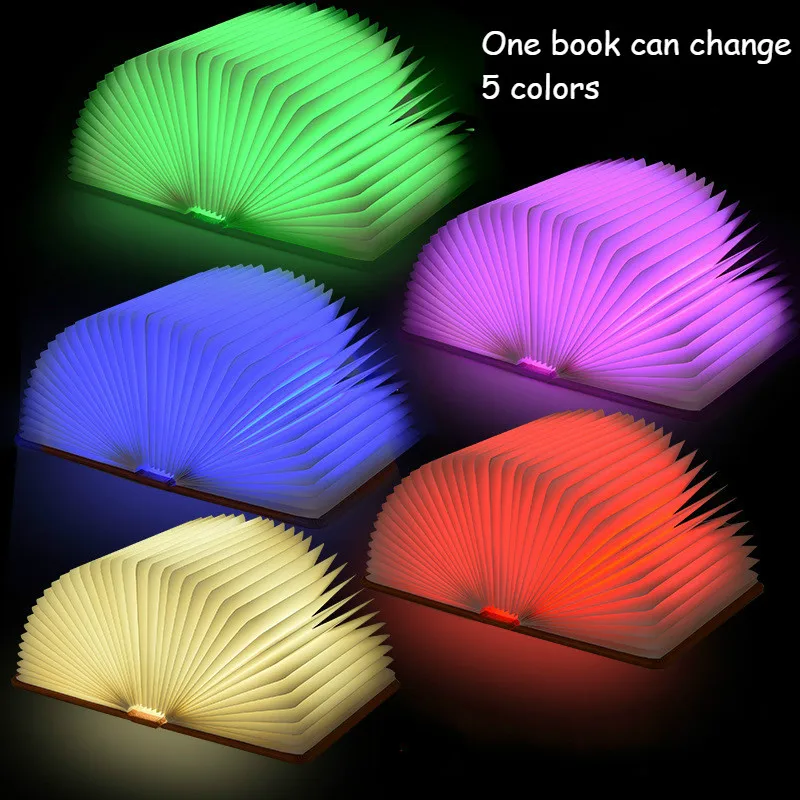

Folding LED Nightlight Creative Portable LED Book Light Lamp Best Home Decorative USB Chargable Lamps 5 Colors Changeable