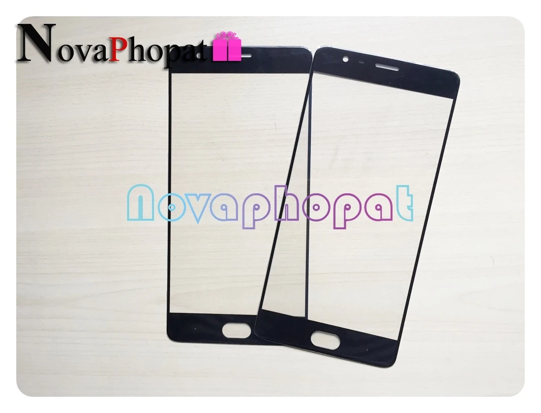 Novaphopat Черная передняя внешняя стеклянная панель для Oneplus 1 + 3 три A3000 стеклянный