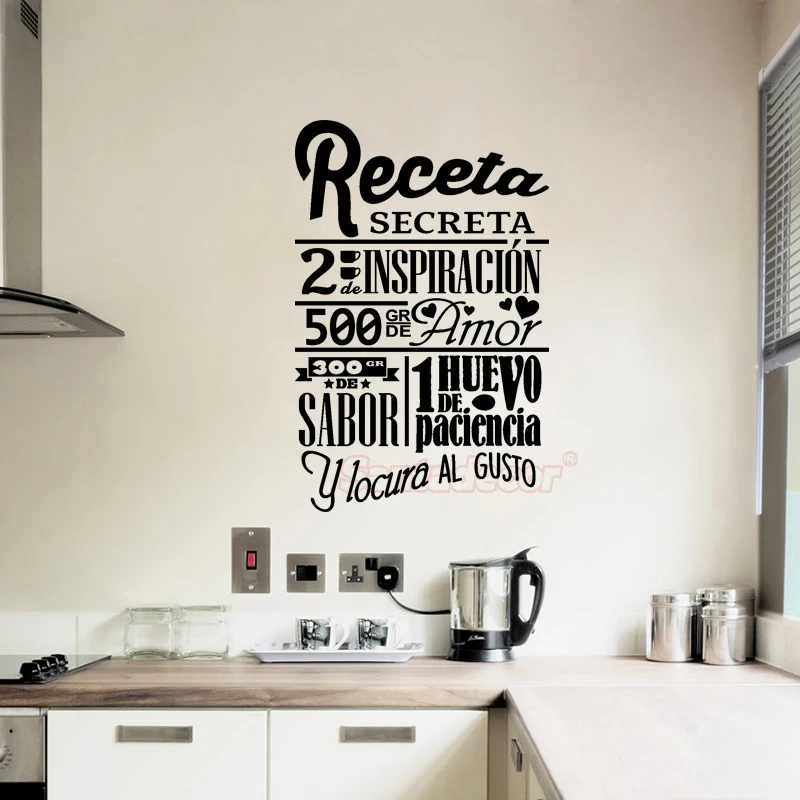 

Stickers Spanish Recette-secrete Wall Decor Cuisine Vinyl Wall Art Decals Kitchen Recipe Tile Home Decor Poster House Decoration