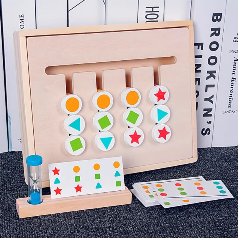 1 Set Baby Educational Toys Wooden Montessori Four Color Matching Games with Hourglass Kids Childre - 33042792947