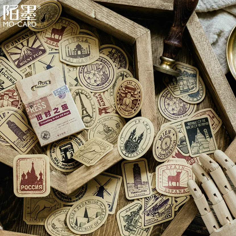 

LOLEDE New 45pcs/set Ancient Stationery Stickers Kawaii Diary Handmade Adhesive Paper Flake Sticker Scrapbooking Stationery