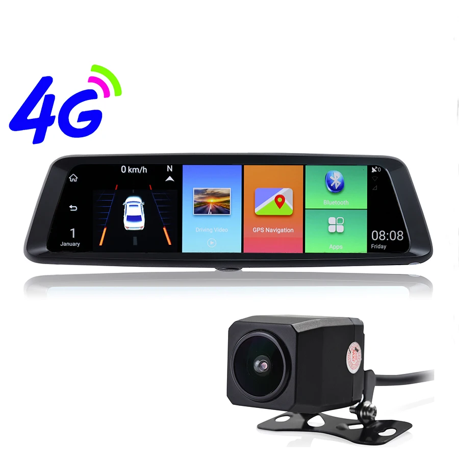 

Udricare 10 inch 4G Android WiFi Bluetooth ADAS GPS Navigation Streaming Video Recorder 1080P Dual Lens DVR Rear View Mirror GPS