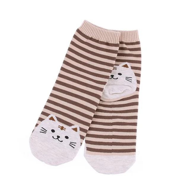 1 пара каваи Животные Печатные стильные полосатые Модные женские короткие носки милые кошачьи лапки повседневные Мягкие хлопковые носки - Цвет: Brown