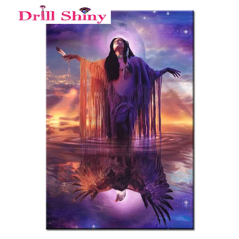 

100% Full DIY 5D Diamond Painting Cross Stitch woman eagle picture Diamond Embroidery Patterns rhinestones Diamond Mosaic