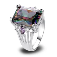 Fashion Rings Jewelry Multi Color Mysterious 925 Silver Ring Rainbow Topaz Gift For Women Size 7 8 9 10 Wholesale Free Shipping