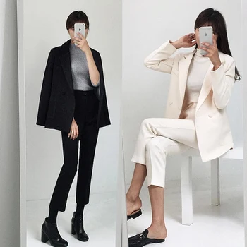 

New Formal Suits for Women Casual Office Business Suitspants Work Wear Sets Uniform Styles Elegant Pant Suits black Set Blazer