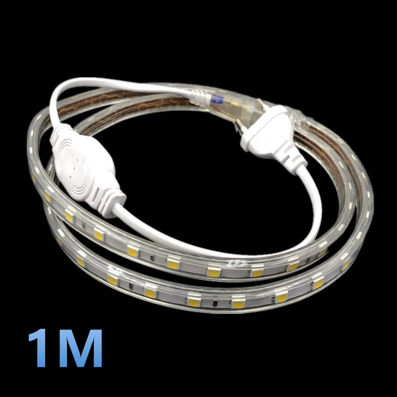 60 Светодиодный s/m 220V 5050 светодиодный водонепроницаемый гибкая лента IP67 включает