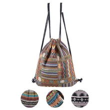 Women Vintage Backpack Gypsy Bohemian Boho Chic Hippie Aztec Folk Tribal Woven String Bolsas sac a main Drawstring Rucksack Bag