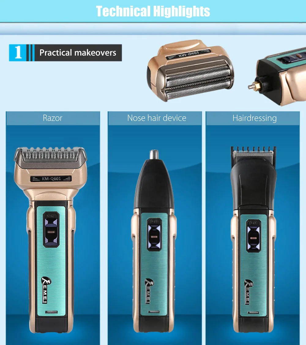 KM - Q601 Reciprocating Electric Shaver Travel Use Safe Razor for Men