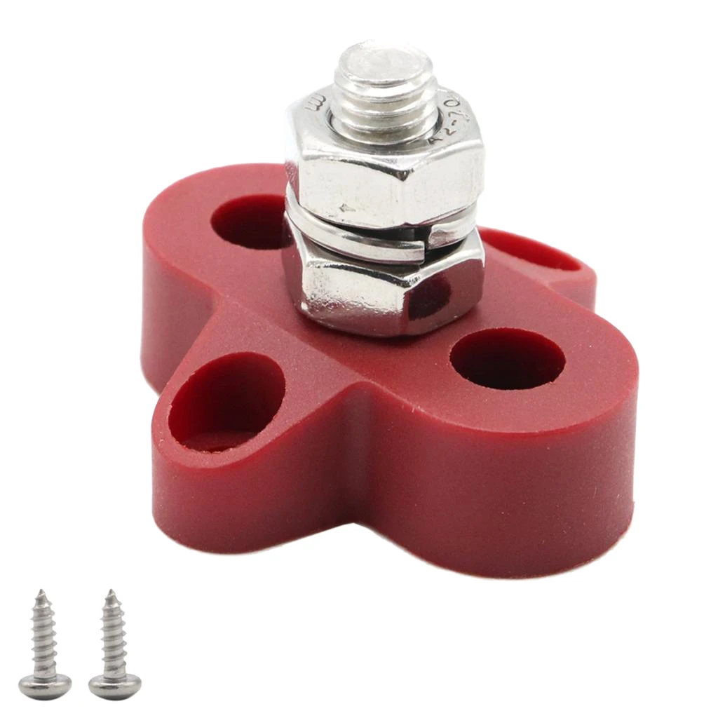 2 PCS Nylon Truck Boat Bus Bar Single M8 Terminal Positive Power Distribution Stud with Screws for Trucks RVs Coaches Boats