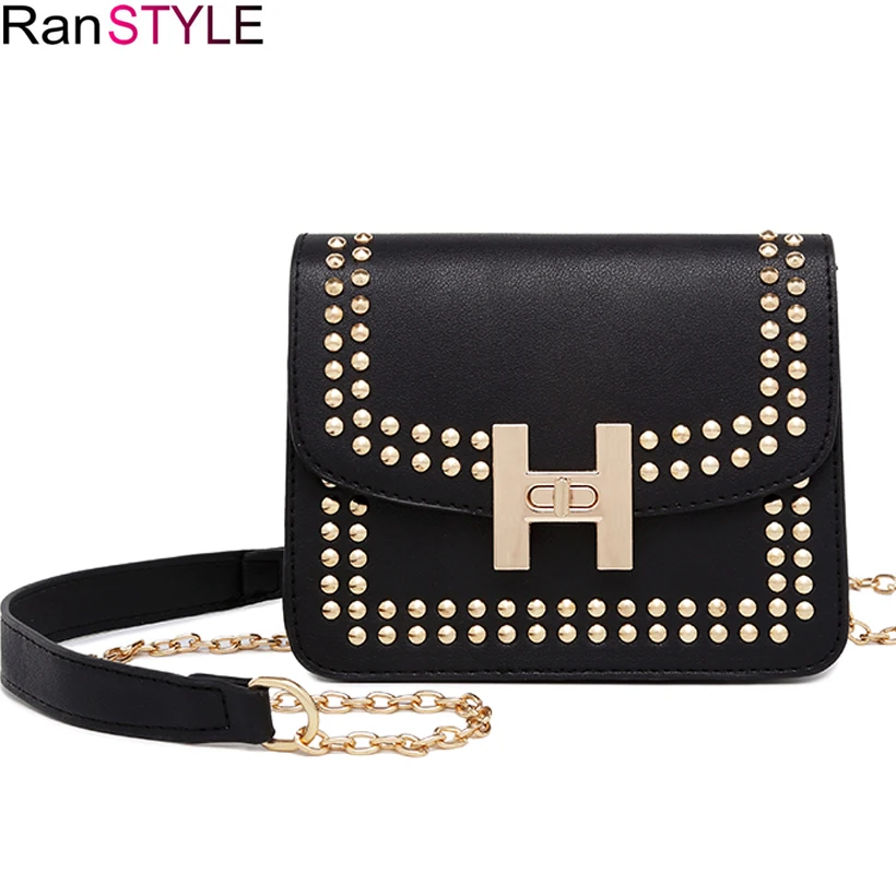 

small bags for women fashion Rivets luxury cross shoulder messenger bag vintage gold chain strap shoulder bags black mini bag