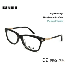 ESNBIE качественные стеклянные оправы для глаз es для женщин, алмазная стеклянная оправа, модные очки для близорукости, Женские оправы для очков, прозрачные линзы Rx
