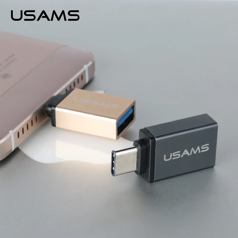 USAMS металлический USB C Type папа к 3 1 Женский Для xiaomi 4c конвертер адаптер OTG функция
