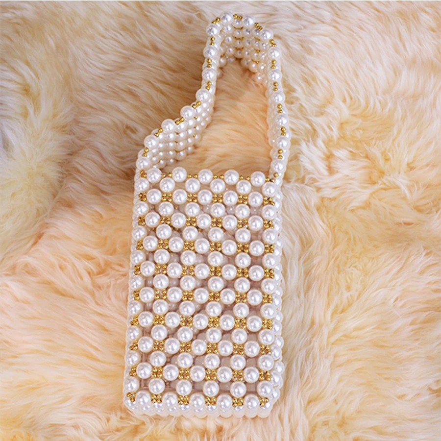 

Luxury Elegant Evening Bag Brand Hand-woven Pearl Bags Women Beaded Handbag Princess Wind Designer High Holiday Beach Bag