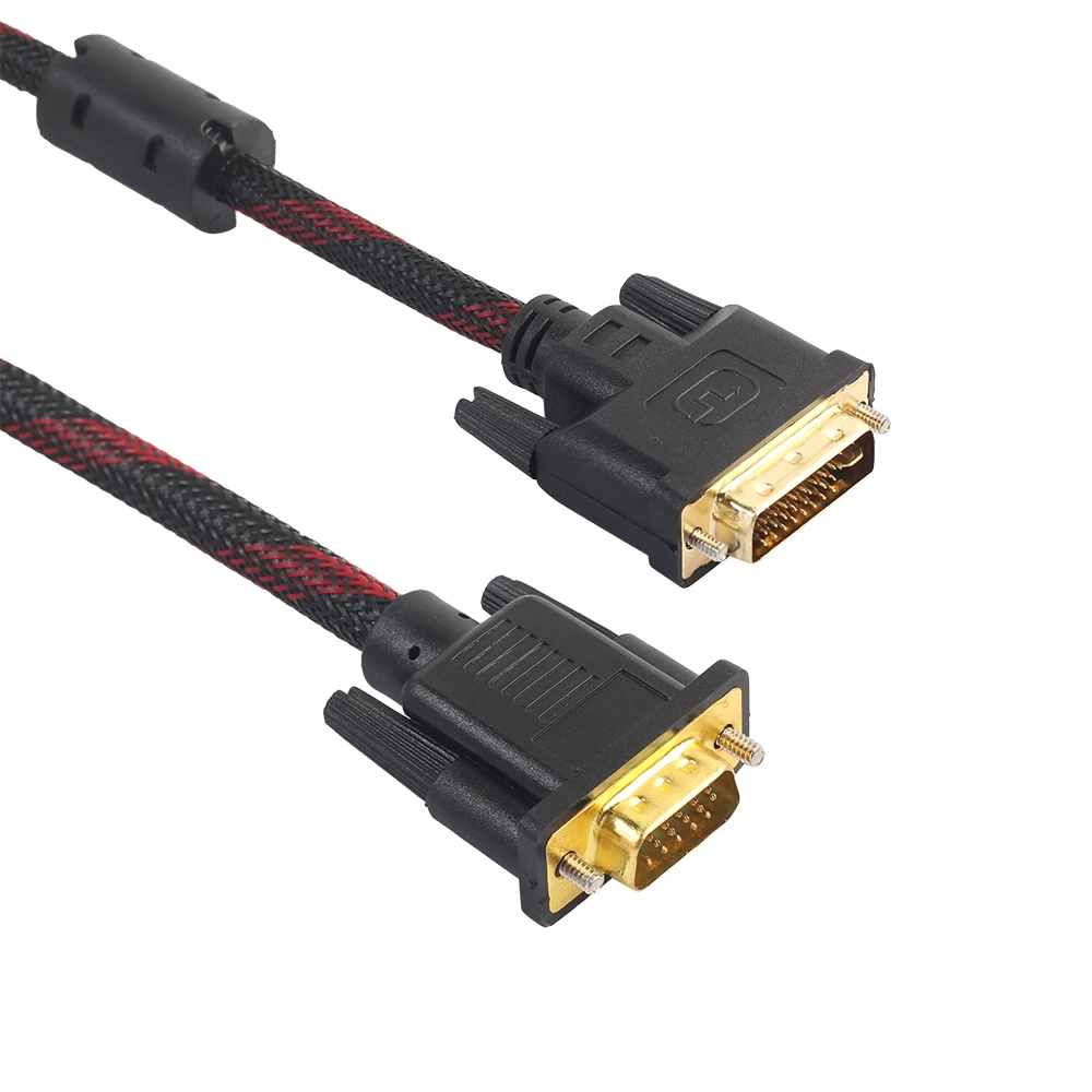 1,5 м DVI мужской VGA Мужской DVI-I кабель 24+ 5 VGA кабель с поворотом Соединительный кабель для DVI-I VGA видео для HDTV DVD ноутбука