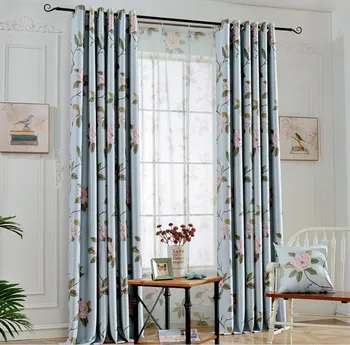 

Customized Blackout Curtains for Bedroom Blue Flower Rose Blind Curtain Window Tulle Sheer Curtains Drape For Living Room AA19