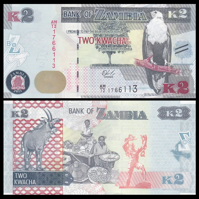 Zambia 2 Kwacha 2015 P-56 UNC подарок Африка оригинал | Дом и сад