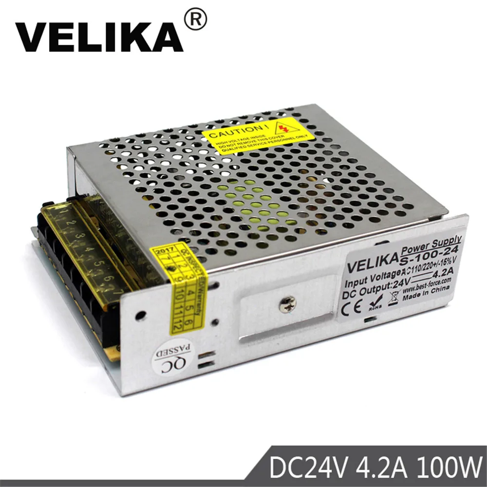 Выключатель с одним выходом питания DC24V 4.2A 100 Вт источники для светодиодной ленты