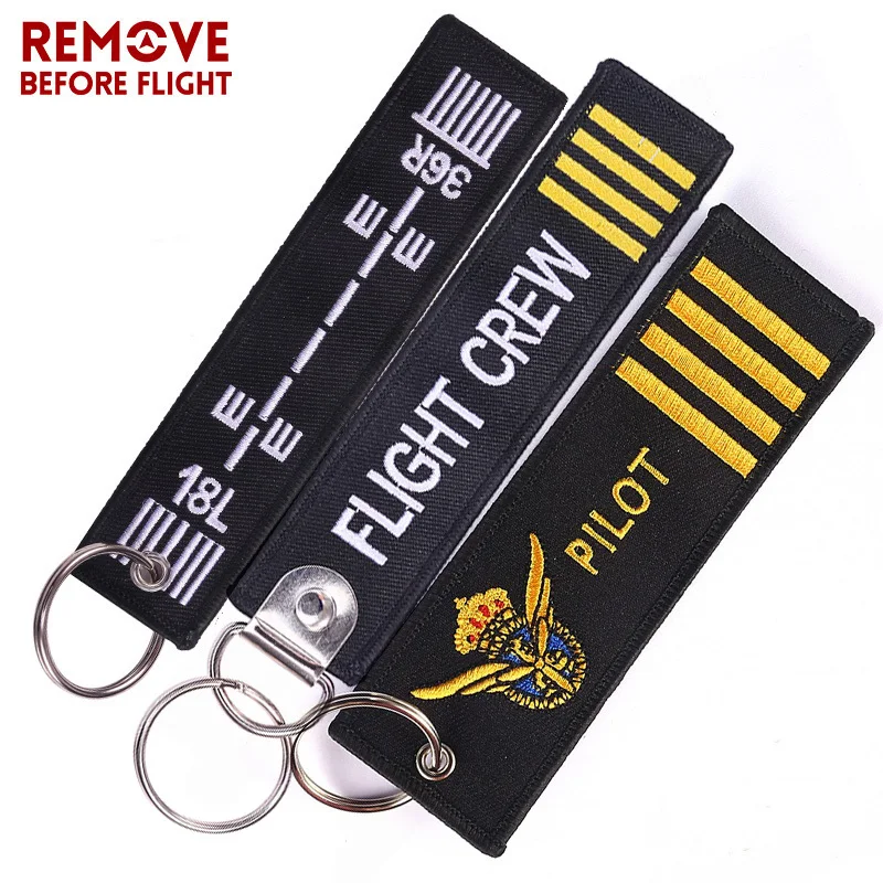 Remove Before Flight Red Embroidery Key Chains0