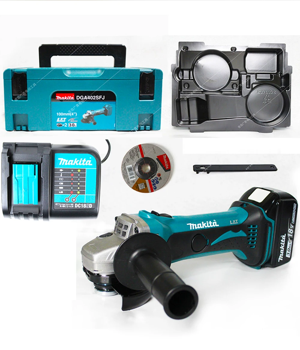 Япония Makita DGA402 зарядки угловая шлифовальная машина 18V 100 мм(") Металл полируя машина для резки 10000 об/мин DGA404