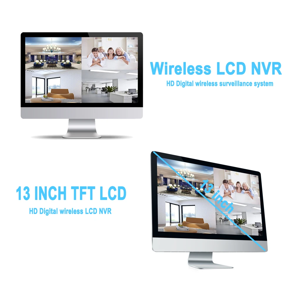 1" ЖК-монитор 4CH Беспроводной NVR CCTV комплект системы безопасности 1080P HD Wifi система видеонаблюдения Комплект ИК наружная Водонепроницаемая камера