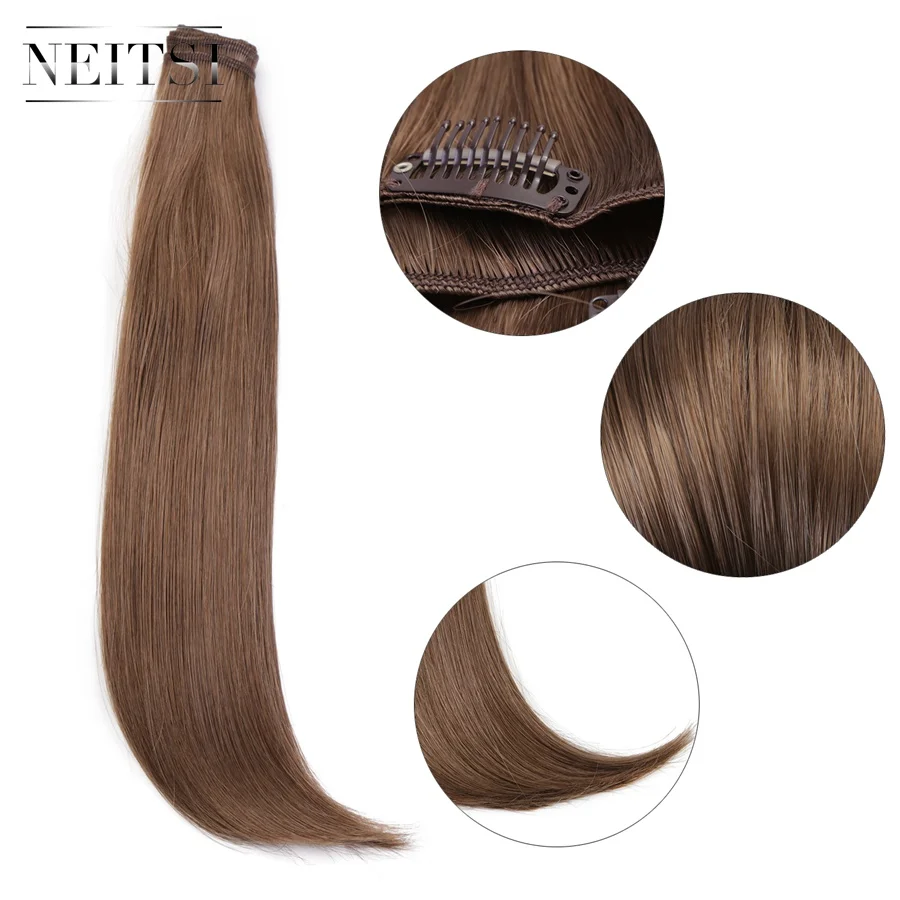 

Neitsi 14'' 3Pcs/Set 75g Clip in on Synthetic Hair Extensions Straight Hairpieces Light Blonde 550#