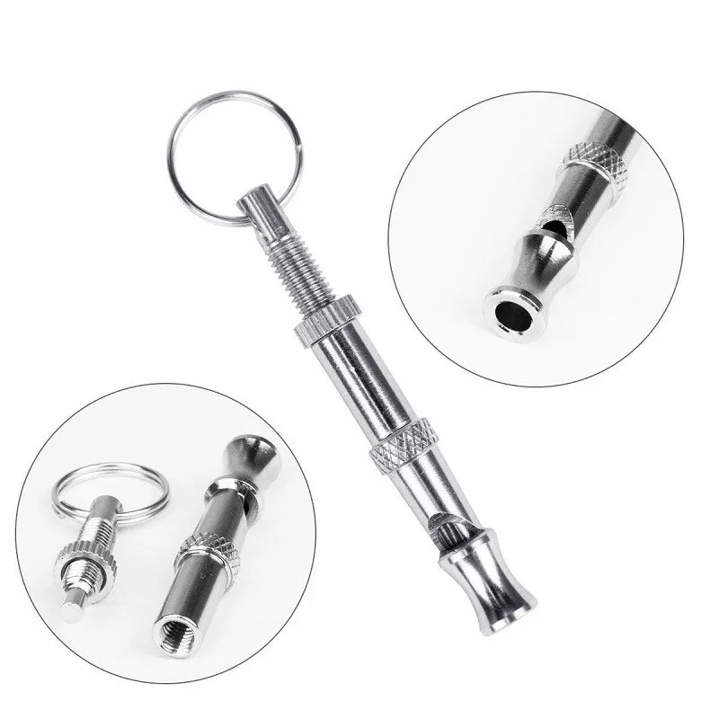Pet Puppy Dog Whistle Stainless Steel Ultrasonic Flute Sound Repeller Keychain Cat Dog Training Feeding Tool Equipment For Dogs