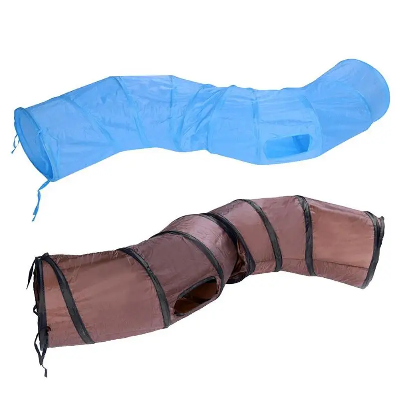 S Shape 2 Holes Cat Tunnel Toy Funny Pet Foldable Collapsible Tunnel Tubes for Rabbit Kitten Puppy Plaything Play Pet Cat Toys