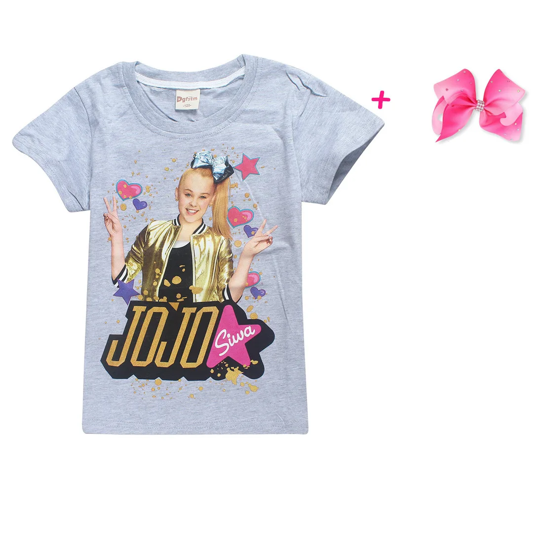 Г. Новая Детская летняя одежда для маленьких девочек jojo siwa, одежда футболка с короткими рукавами с изображением Моаны Детская Хлопковая футболка с героями мультфильмов, футболки - Цвет: KT8356-GREY-A