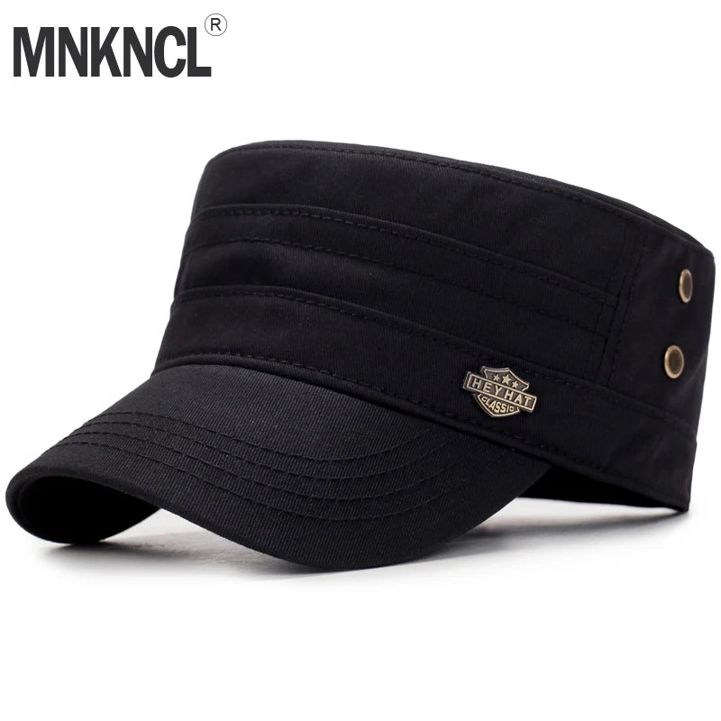 MNKNCL 2018 New Men's Cotton Flat Top Baseball Cap Twill Army Millitary Corps Hat Cap Visorin