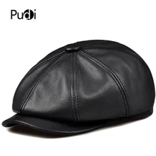 Pudi мужские бейсболки из натуральной кожи newsboy, женские зимние бейсболки, охотничьи кепки Гэтсби,, брендовые Новые шапки для художника, черный цвет, HL193