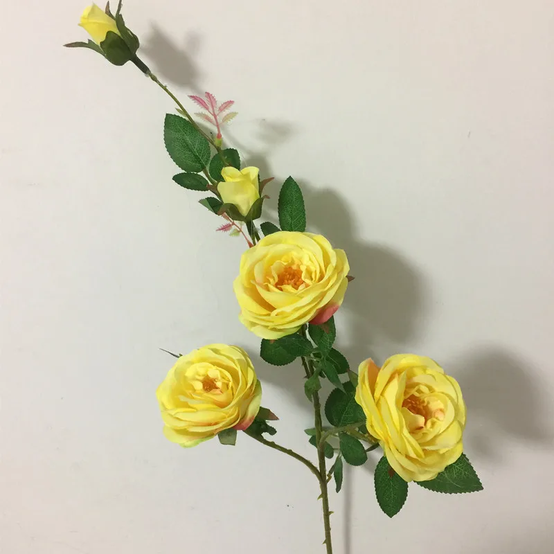 10 шт. искусственные розы шесть голов белый/розовый/фиолетовый/оранжевый/красный цвет розы стебли для Свадьбы Центральные элементы - Цвет: design 2 yellow