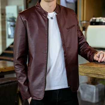 

Fall 2020 new men PU leather collar leather jackets youth leisure coat of cultivate one's morality