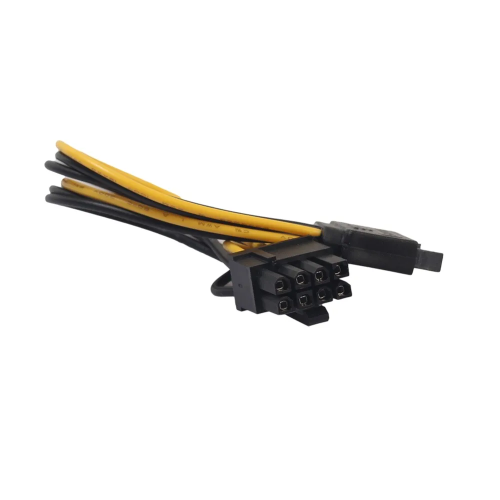 Одиночный SATA 15pin к 8pin (6 + 2) Кабель адаптер Powr 20 см PCI E кабель питания 15 контактный 8