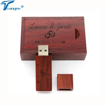 

New Redwood USB Flash Drive 4GB 8GB 16GB 32GB (5pcs free custom logo) USB 2.0 USB Memory Stick Pen Drive Wooden Box
