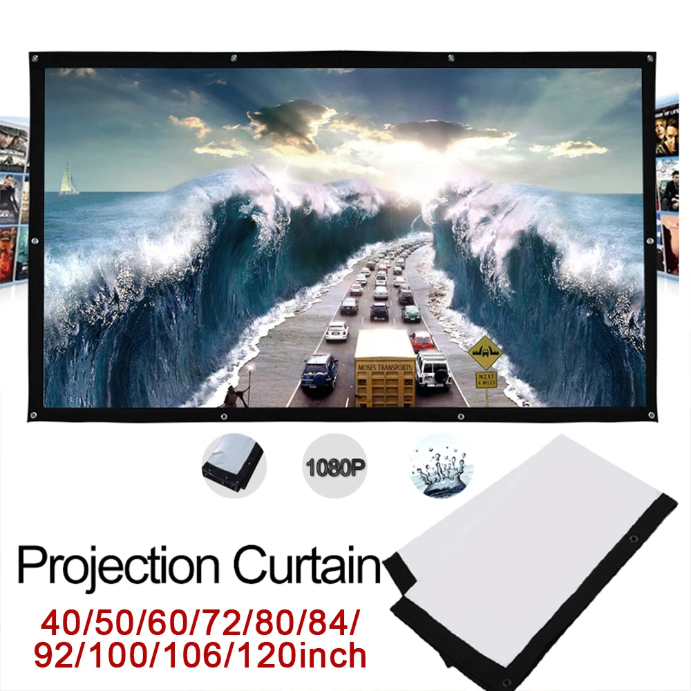 amzdeal Folded Flexible 169 Projection Screen Cloth Gaming Lightweight