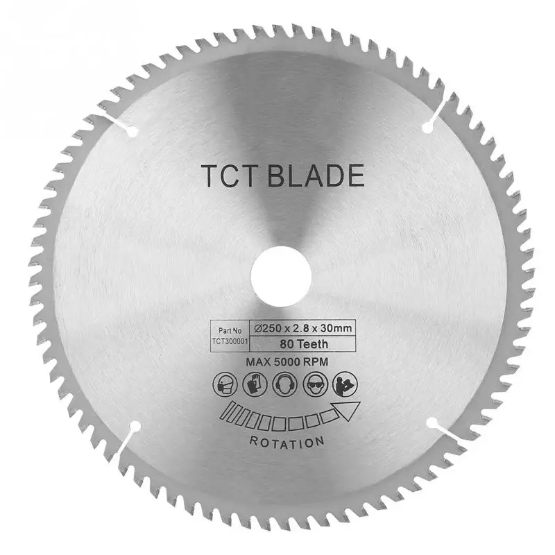 

80T Teeth Cemented Carbide TCT Circular Saw Blade Wood Cutting Tool Bore Diameter 30mm