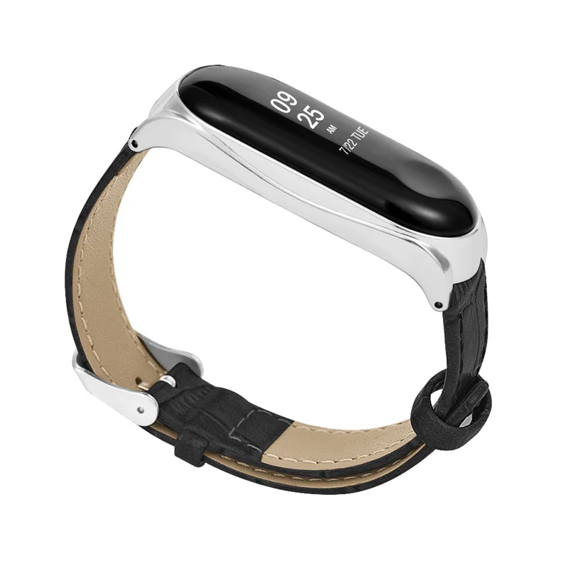 Браслет mi Band 4 кожаный ремешок браслет на запястье металлический чехол для Xiaomi TU