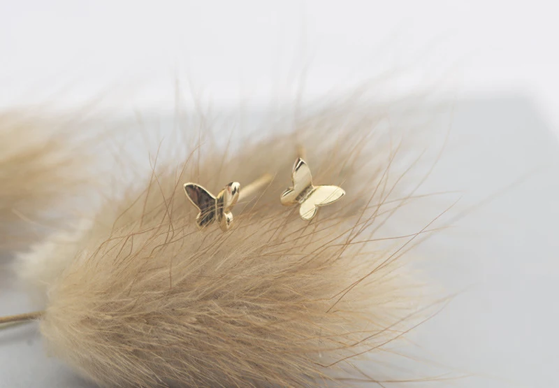 Серьги-гвоздики из чистого 925 пробы серебра с милыми животными бабочками для женщин и девочек, 3 цвета, Золотое ювелирное изделие, ювелирное изделие, подарок