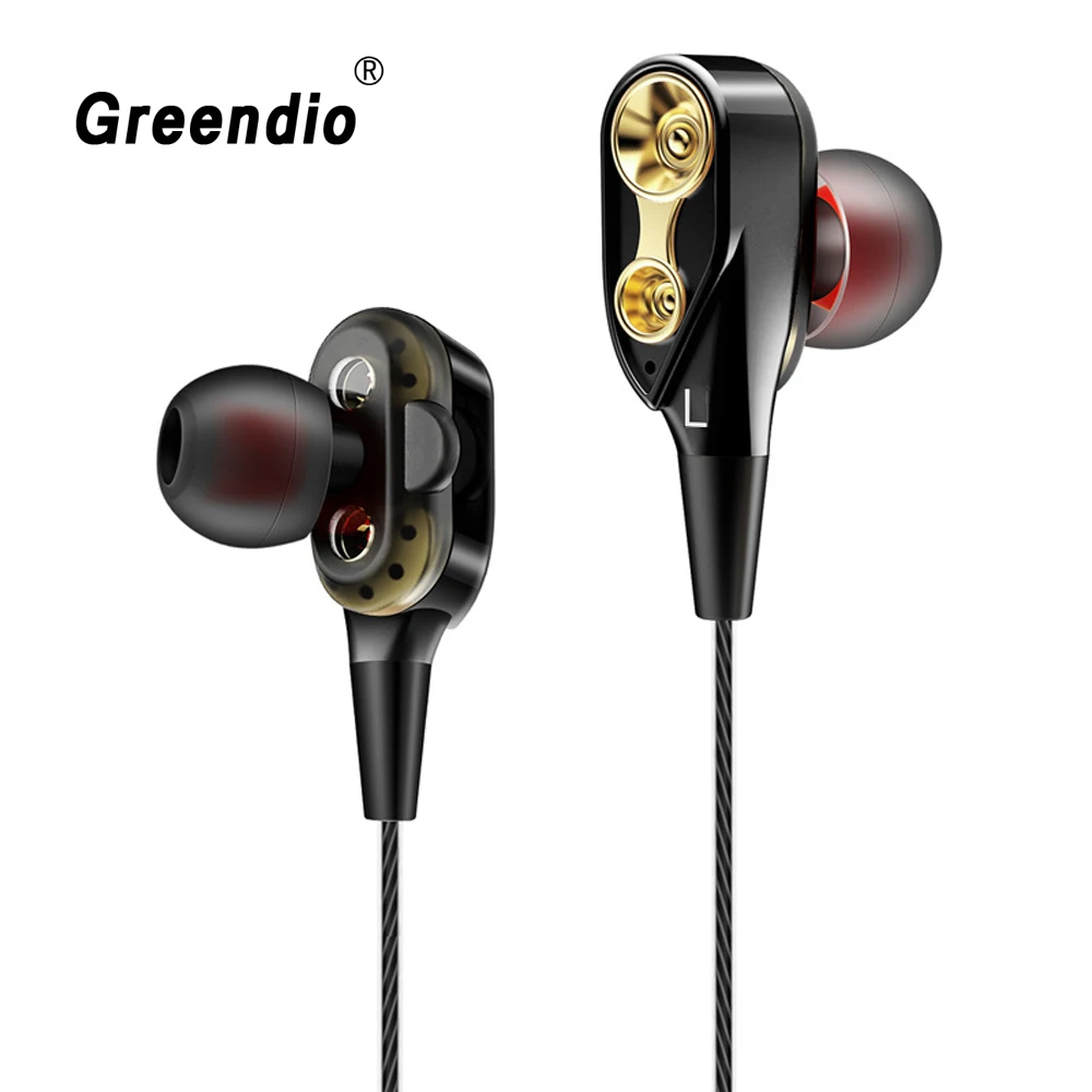 

Greendio GR6 Double Dynamic Moving Coil HIFI Bass Earphones with Mic Noise Reduction Volume Control Sport Stereo Earbuds