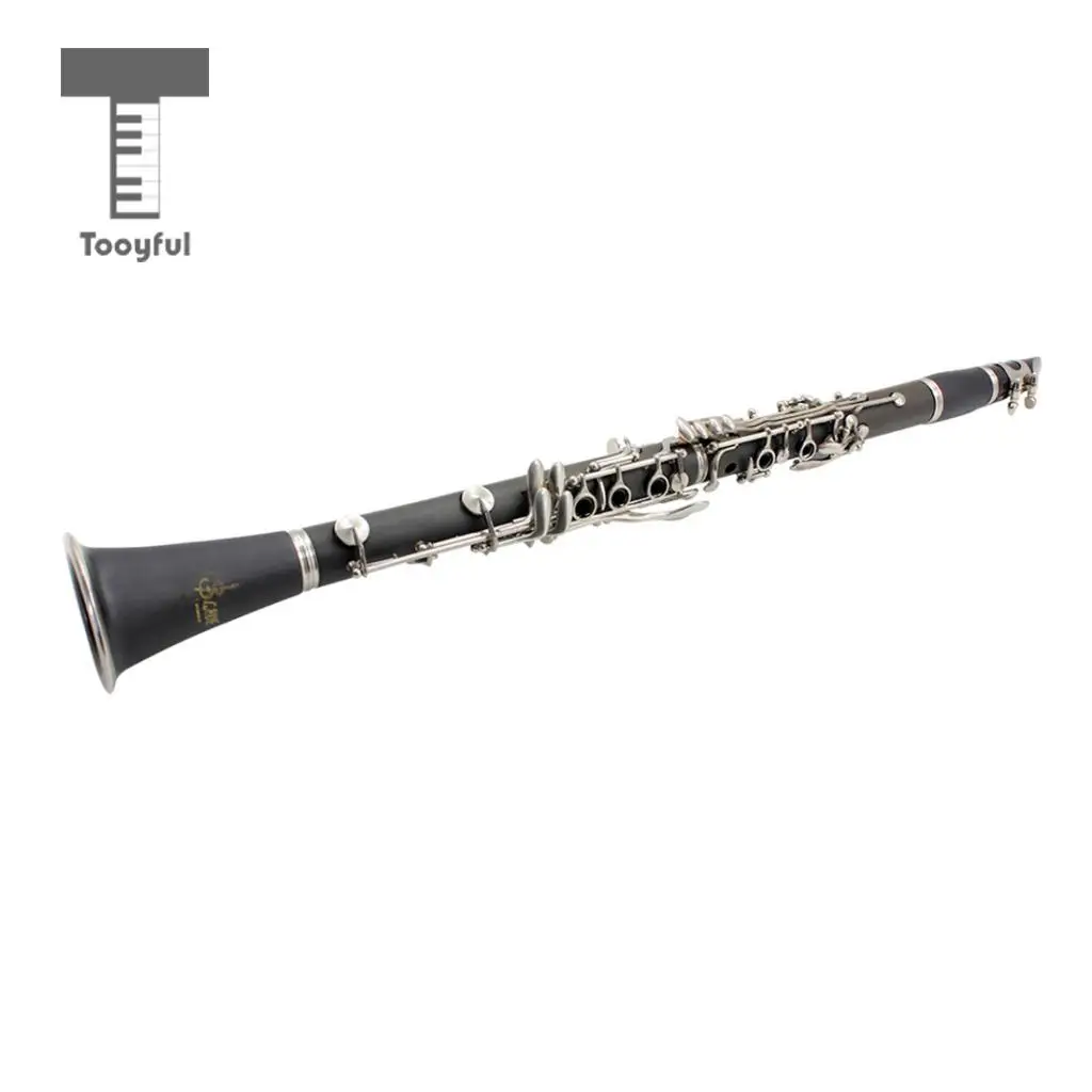 Tooyful Portable Professional Exquisite Black Black 17 Key B Clarinet with Box Set Orchestral Musical Instrument Gift 67cm