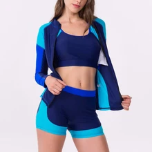 Женский купальник из четырех частей с длинными рукавами, брюки для серфинга, одежда на молнии, сшитые купальники, Рашгард UPF50