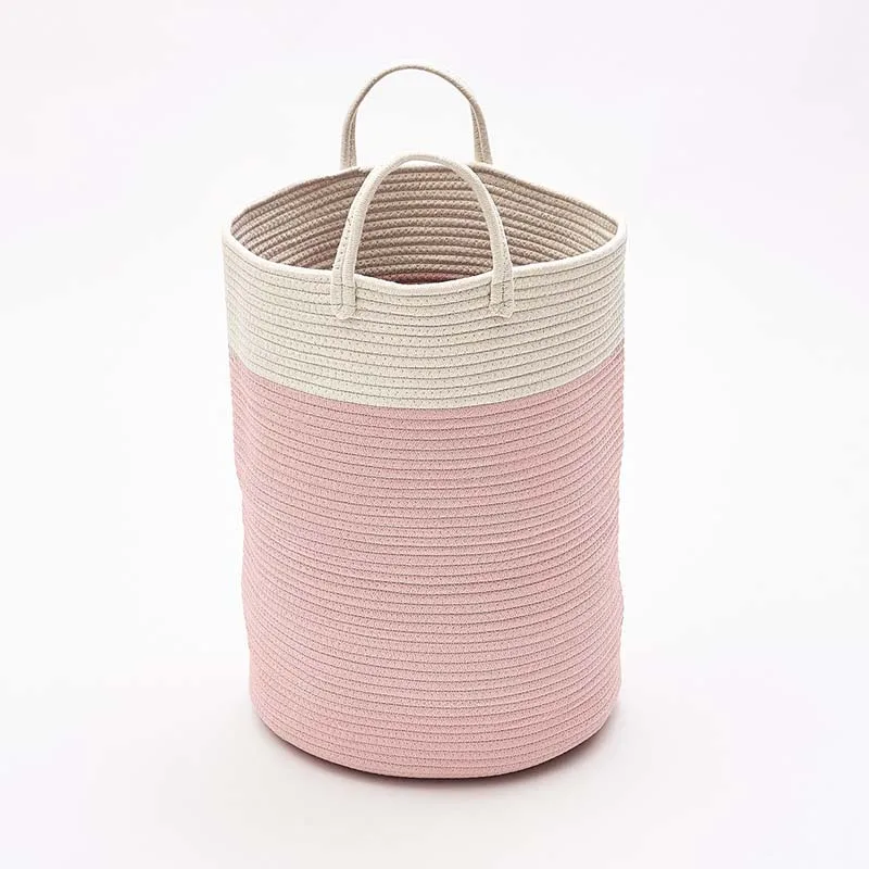 

Cotton Rope Knit Big Dirty Clothes Laundry Basket with Handle Storage Organizer for Kids Toy Nursery Hamper Home Accessories