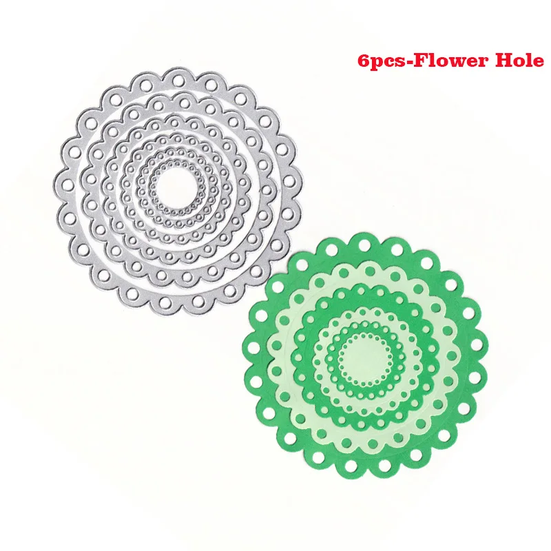 15 геометрических форм высечки для DIY скрапбукинга круглый квадратный цветок Звезда Форма s тиснение металла высечки штампы для фотоальбома - Цвет: 6pcs Flower Hole