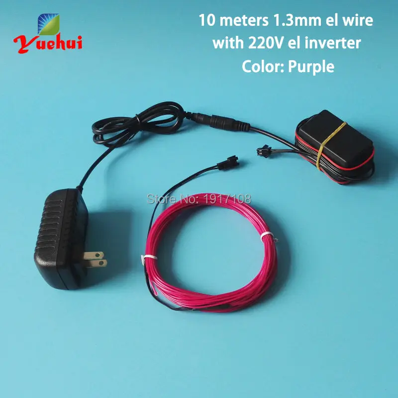 

NEW 10Meters 1.3mm EL Wire Flexible Neon Cold Light ELwire Rope tape Cable Strip by 220v inverter for Party Decoration