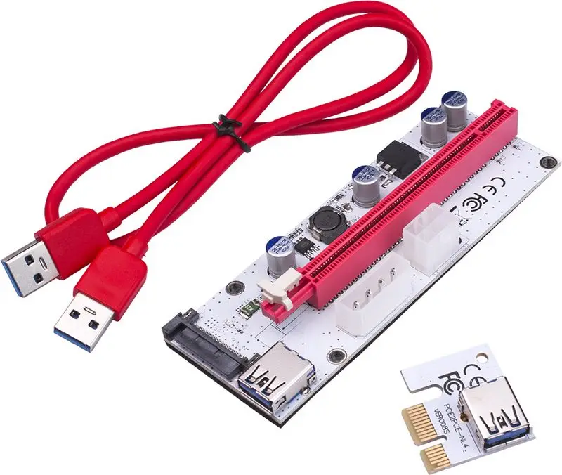 

Newest PCIe PCI-E PCI Express Riser Card 1x to 16x USB 3.0 Data Cable Adapter SATA to 4Pin IDE Molex 6 pin for Bitcoin Mining