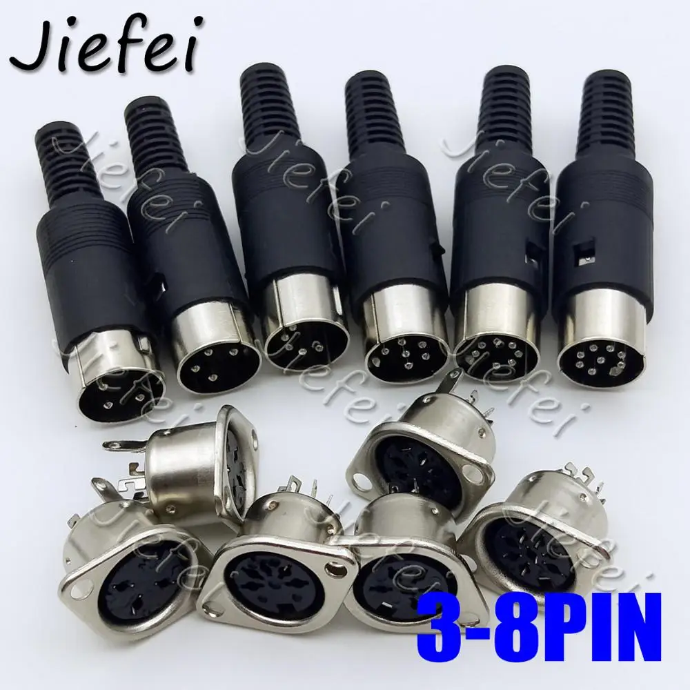 

10set Male Plug Female socket 3pin 4pin 5pin 6pin 7pin 8pin DIN Inline Audio AV Connector DIY Parts for Chassis Cable Mount